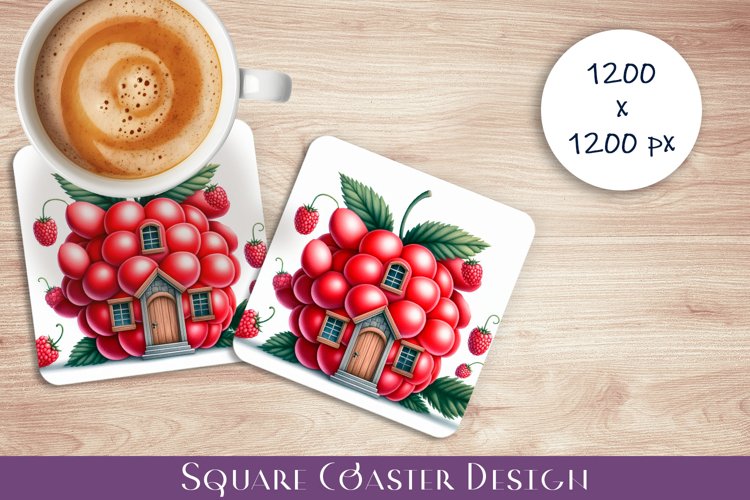 Fruit house Coaster Design, fantasy raspberries Sublimation