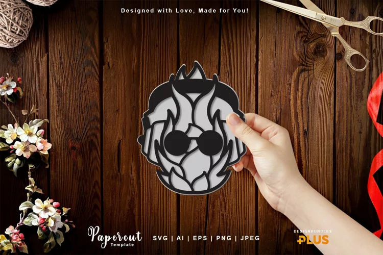 Cool Dragon Fruit Wearing Headphone Papercut