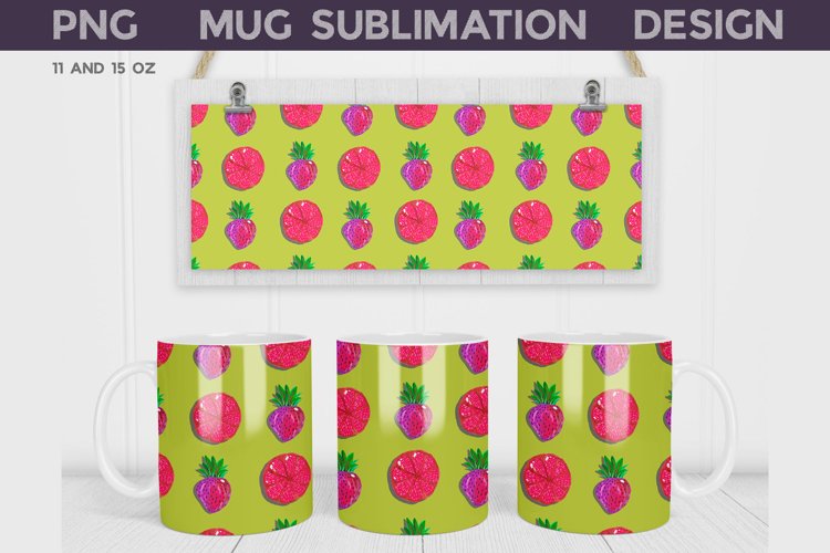Orange Strawberry Mug Wrap | Summer Mug Sublimation example image 1