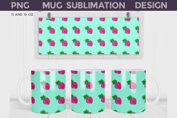Strawberry Mug Wrap | Summer Mug Sublimation example image 1