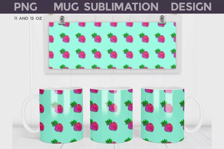 Strawberry Mug Wrap | Summer Mug Sublimation