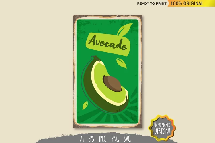 Avocado Vintage Sign SVG