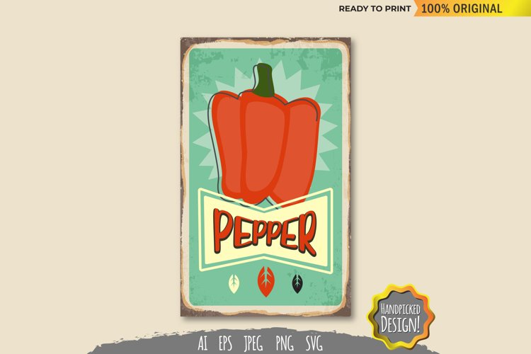 Pepper Vintage Sign SVG example image 1