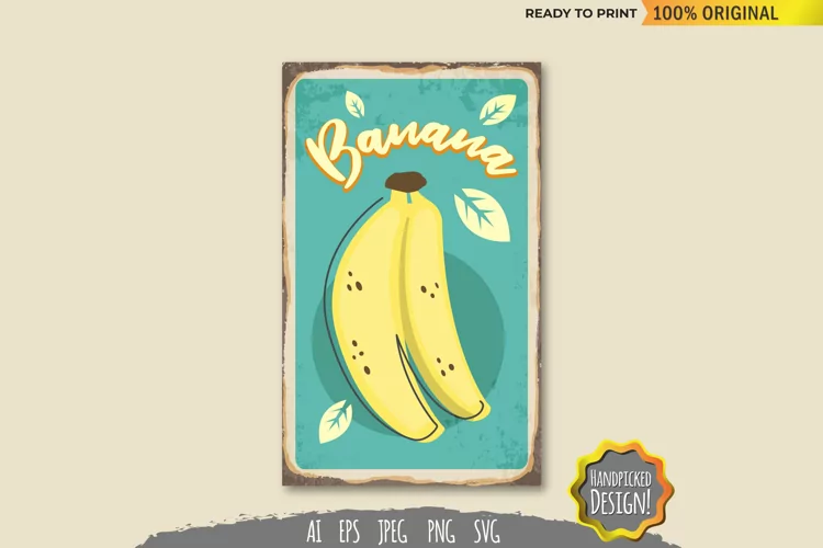 Banana Vintage Sign SVG