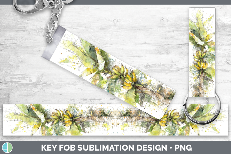 Banana Fruit Sketch Key Fob Sublimation Design