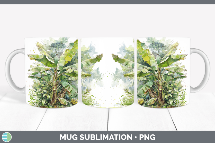 Banana Fruit Sketch Mug Wrap Sublimation Design