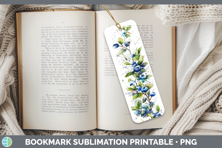 Blueberries Fruit Sketch Bookmark Sublimation Design