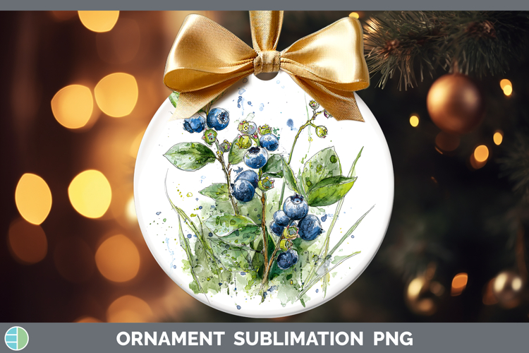 Blueberries Fruit Sketch Ornament Sublimation Design