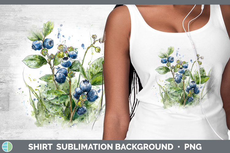 Blueberries Fruit Sketch Shirt Sublimation Design