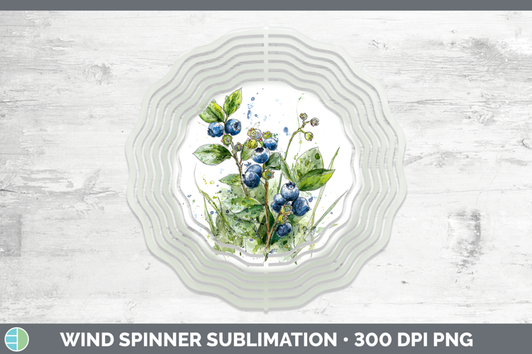 Blueberries Fruit Sketch Wind Spinner Sublimation Design