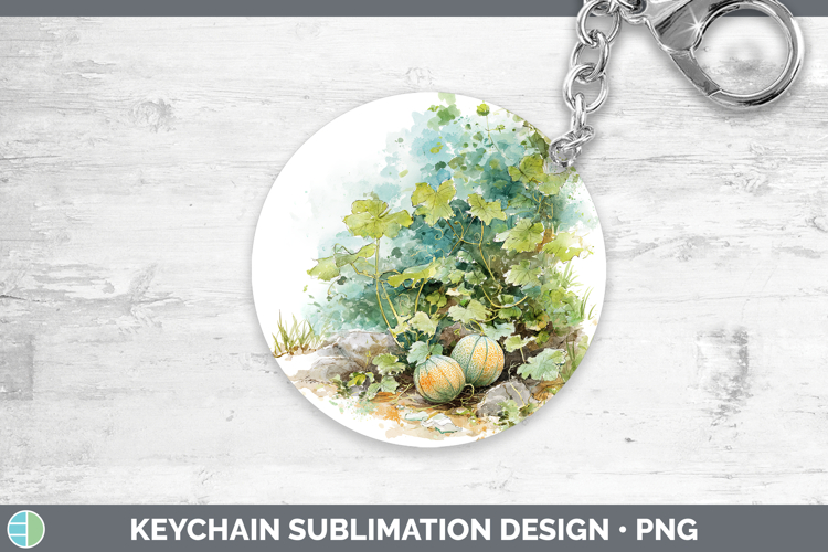 Cantaloupe Fruit Sketch Keychain Sublimation Design