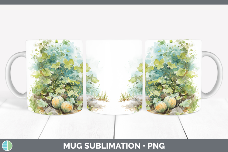 Cantaloupe Fruit Sketch Mug Wrap Sublimation Design