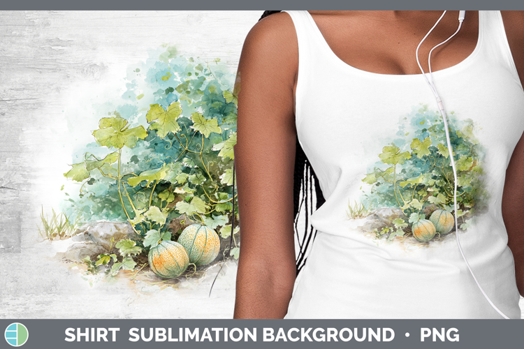 Cantaloupe Fruit Sketch Shirt Sublimation Design