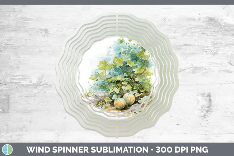 Cantaloupe Fruit Sketch Wind Spinner Sublimation Design