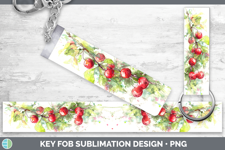 Cherry Fruit Sketch Key Fob Sublimation Design