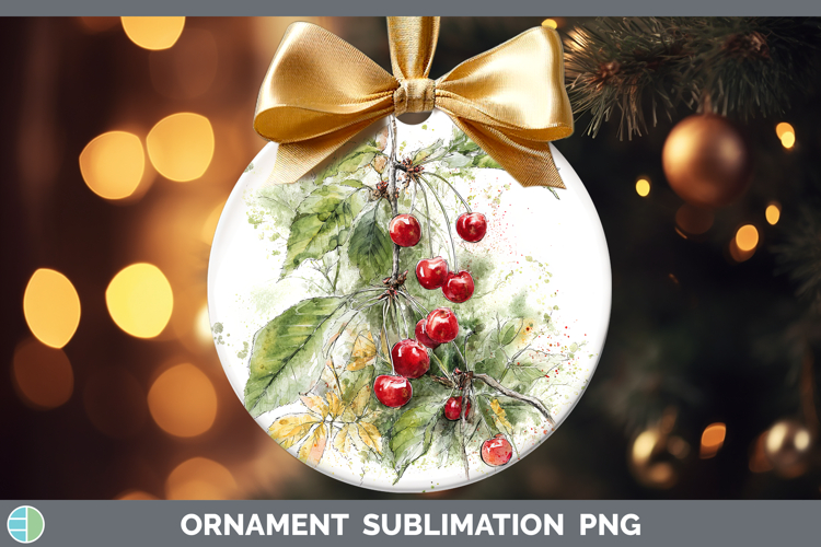 Cherry Fruit Sketch Ornament Sublimation Design