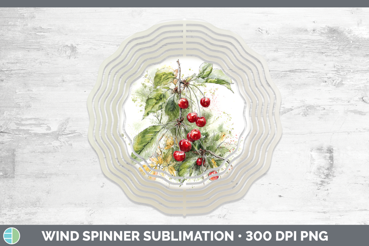 Cherry Fruit Sketch Wind Spinner Sublimation Design