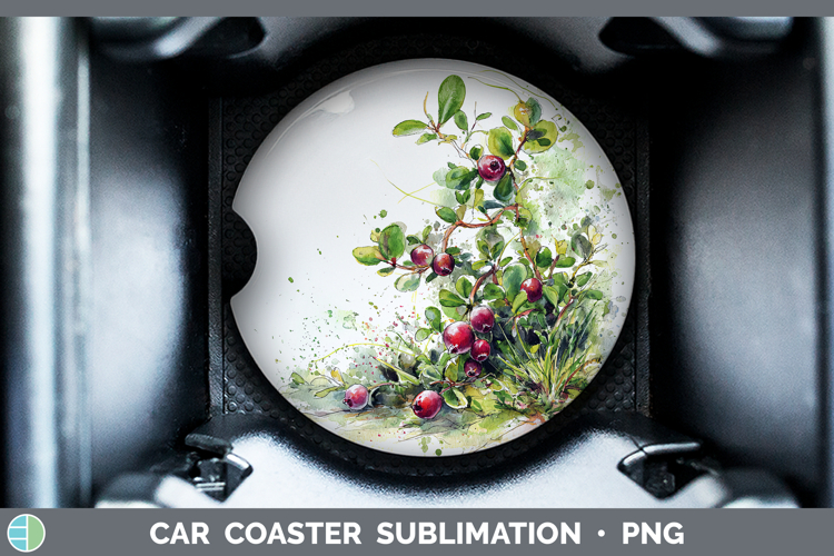 Cranberries Fruit Sketch Car Coaster Sublimation Design