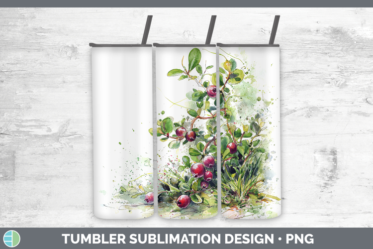 Cranberries Fruit Sketch Tumbler Sublimation Design