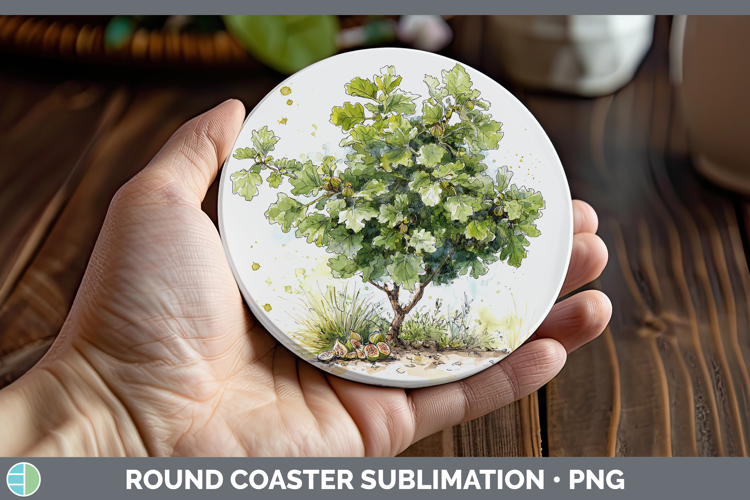 Fig Fruit Sketch Round Coaster Sublimation Design
