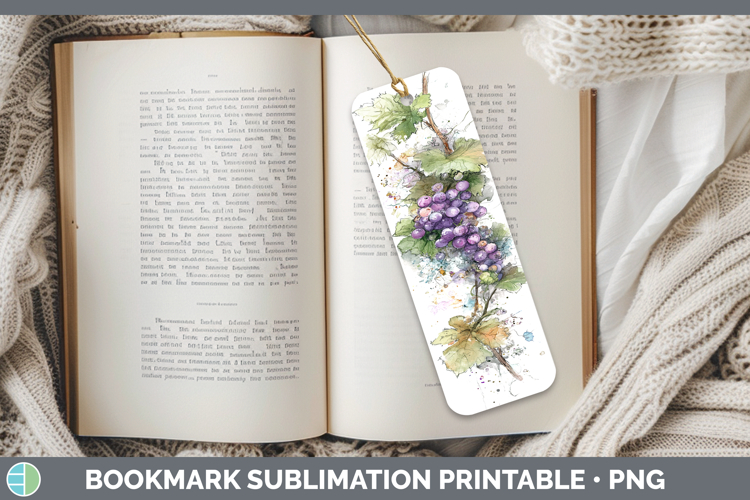 Grapes Fruit Sketch Bookmark Sublimation Design
