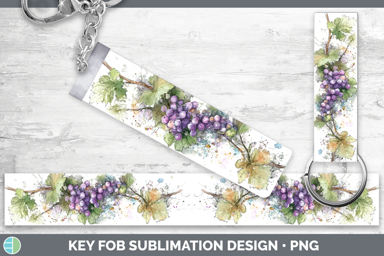 Grapes Fruit Sketch Key Fob Sublimation Design