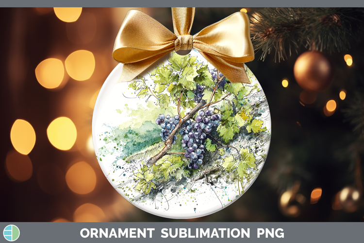 Grapes Fruit Sketch Ornament Sublimation Design