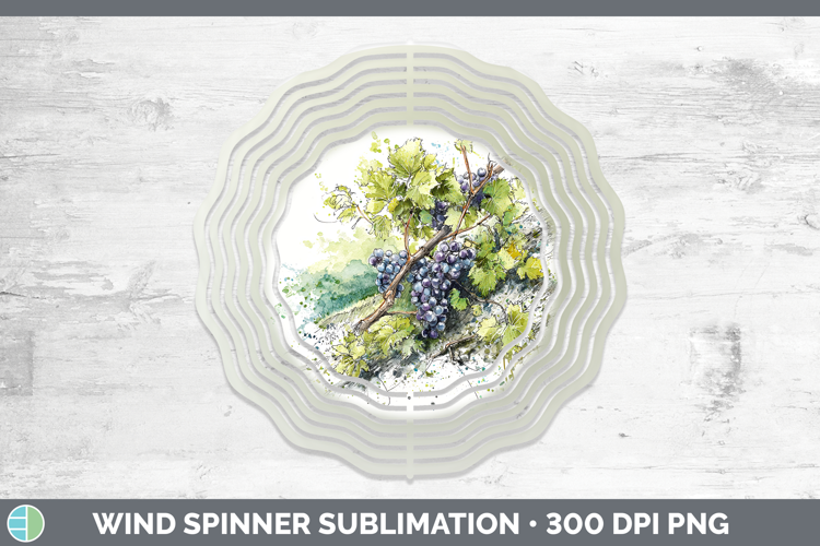 Grapes Fruit Sketch Wind Spinner Sublimation Design