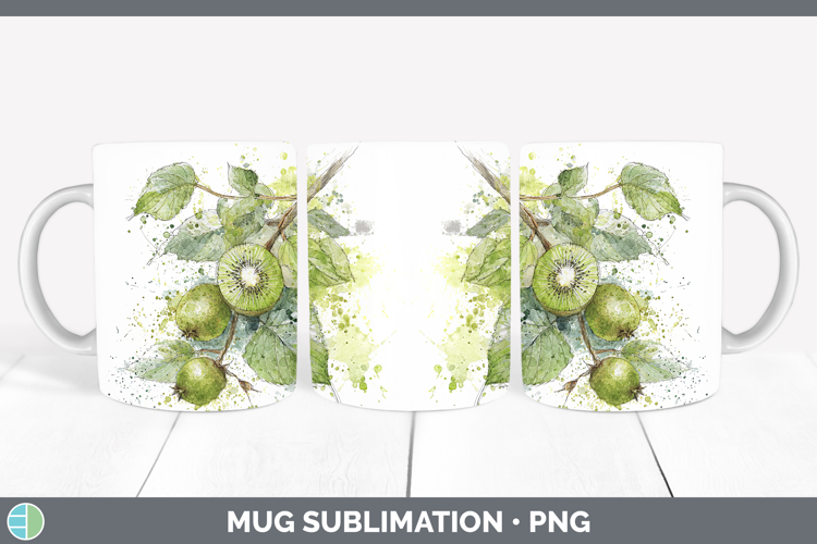 Kiwi Fruit Sketch Mug Wrap Sublimation Design