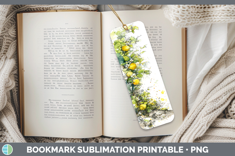Lemon Fruit Sketch Bookmark Sublimation Design