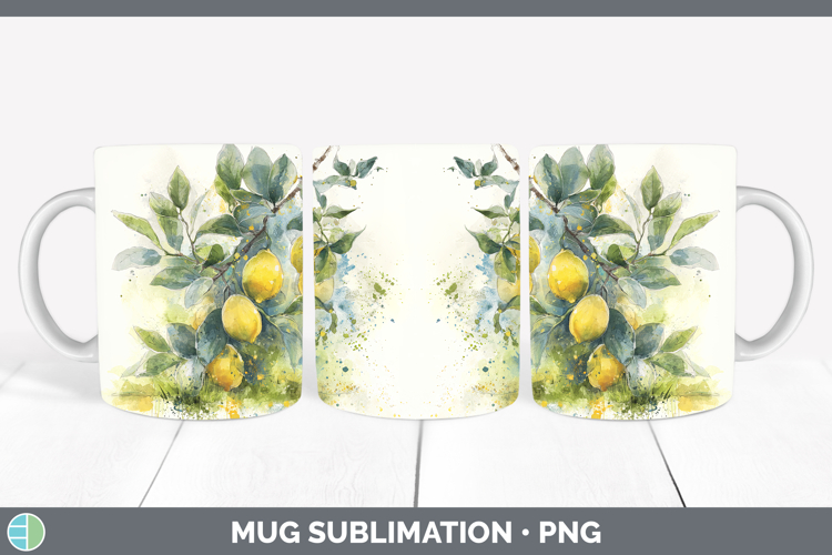 Lemon Fruit Sketch Mug Wrap Sublimation Design