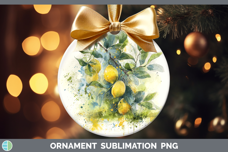 Lemon Fruit Sketch Ornament Sublimation Design
