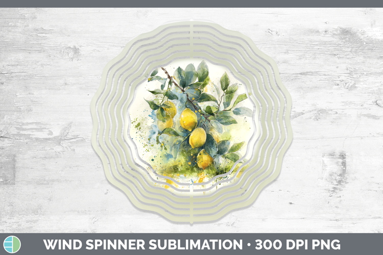 Lemon Fruit Sketch Wind Spinner Sublimation Design