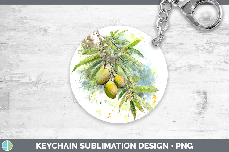Mango Fruit Sketch Keychain Sublimation Design