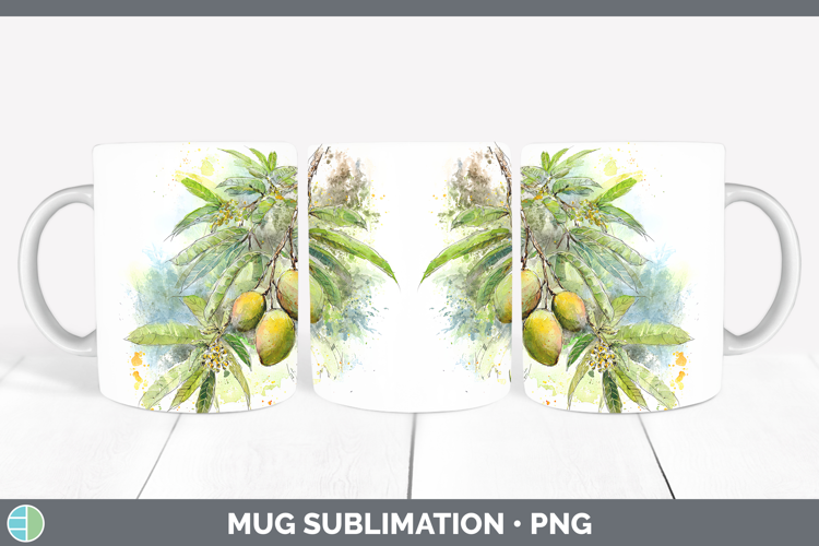 Mango Fruit Sketch Mug Wrap Sublimation Design
