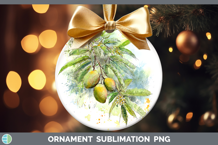 Mango Fruit Sketch Ornament Sublimation Design
