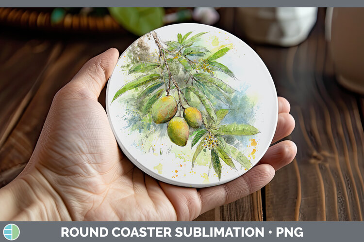 GorgeousFruit Sketch Round Coaster design.