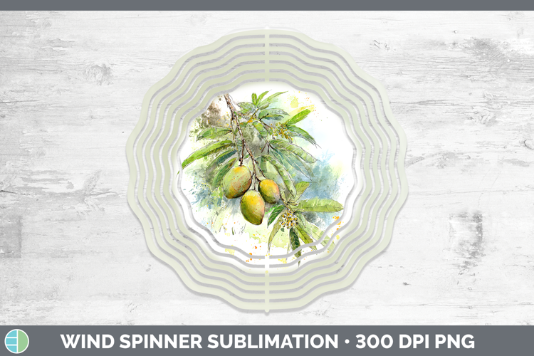 Mango Fruit Sketch Wind Spinner Sublimation Design