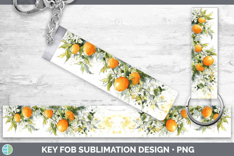 Orange Fruit Sketch Key Fob Sublimation Design