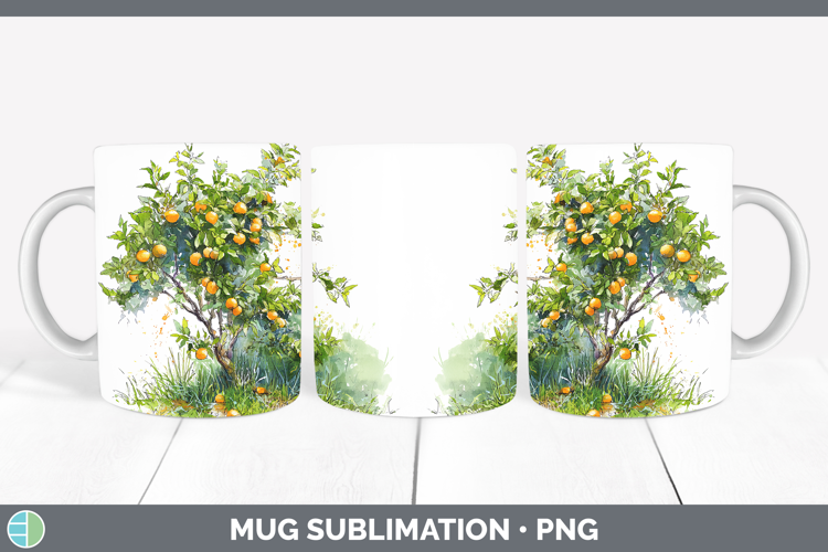Orange Fruit Sketch Mug Wrap Sublimation Design