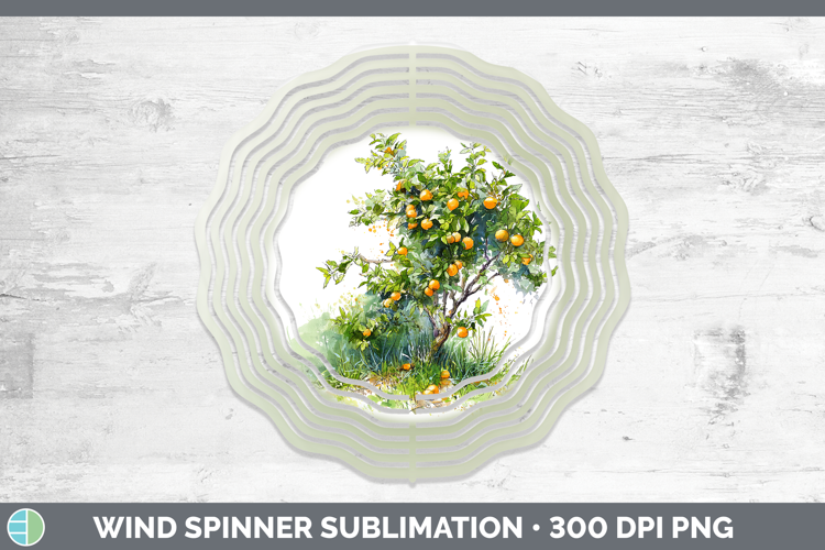 Orange Fruit Sketch Wind Spinner Sublimation Design