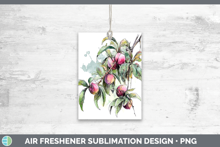 Peach Fruit Sketch Air Freshener Sublimation Design