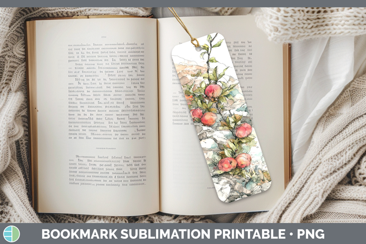 Peach Fruit Sketch Bookmark Sublimation Design