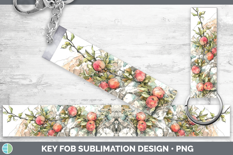 Peach Fruit Sketch Key Fob Sublimation Design