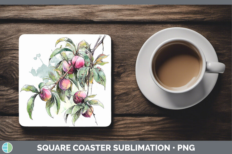 GorgeousFruit Sketch Square Coaster design.