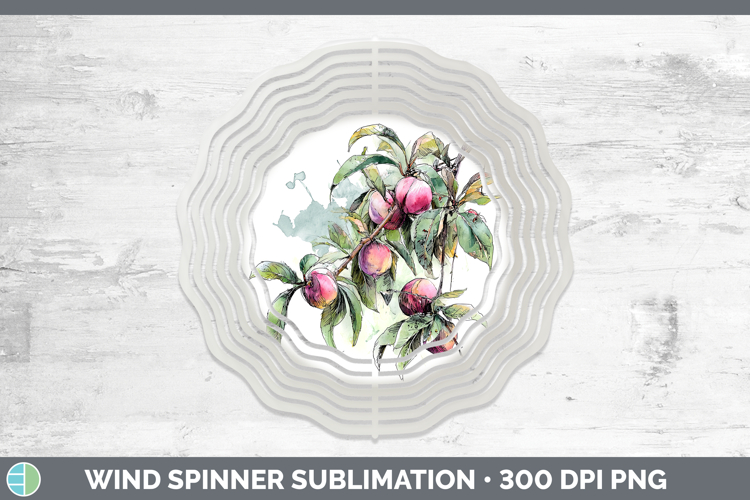 Peach Fruit Sketch Wind Spinner Sublimation Design