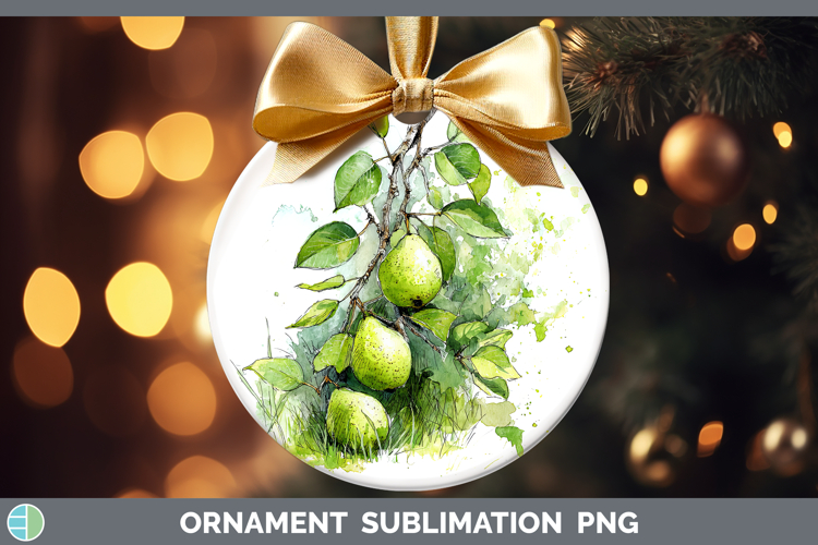 Pear Fruit Sketch Ornament Sublimation Design