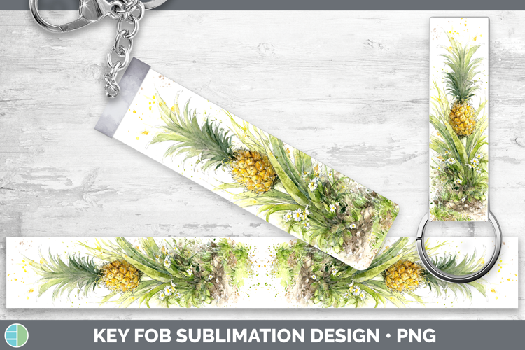 Pineapple Fruit Sketch Key Fob Sublimation Design