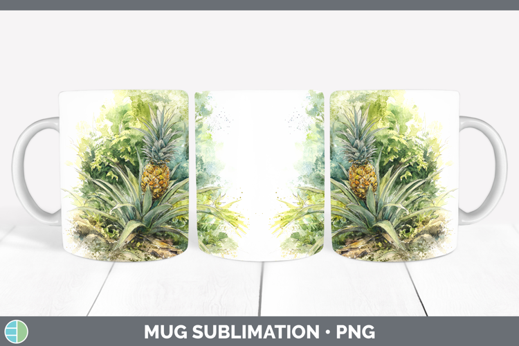 Pineapple Fruit Sketch Mug Wrap Sublimation Design