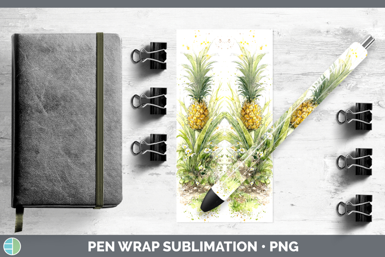 Pineapple Fruit Sketch Pen Wrap Sublimation Design